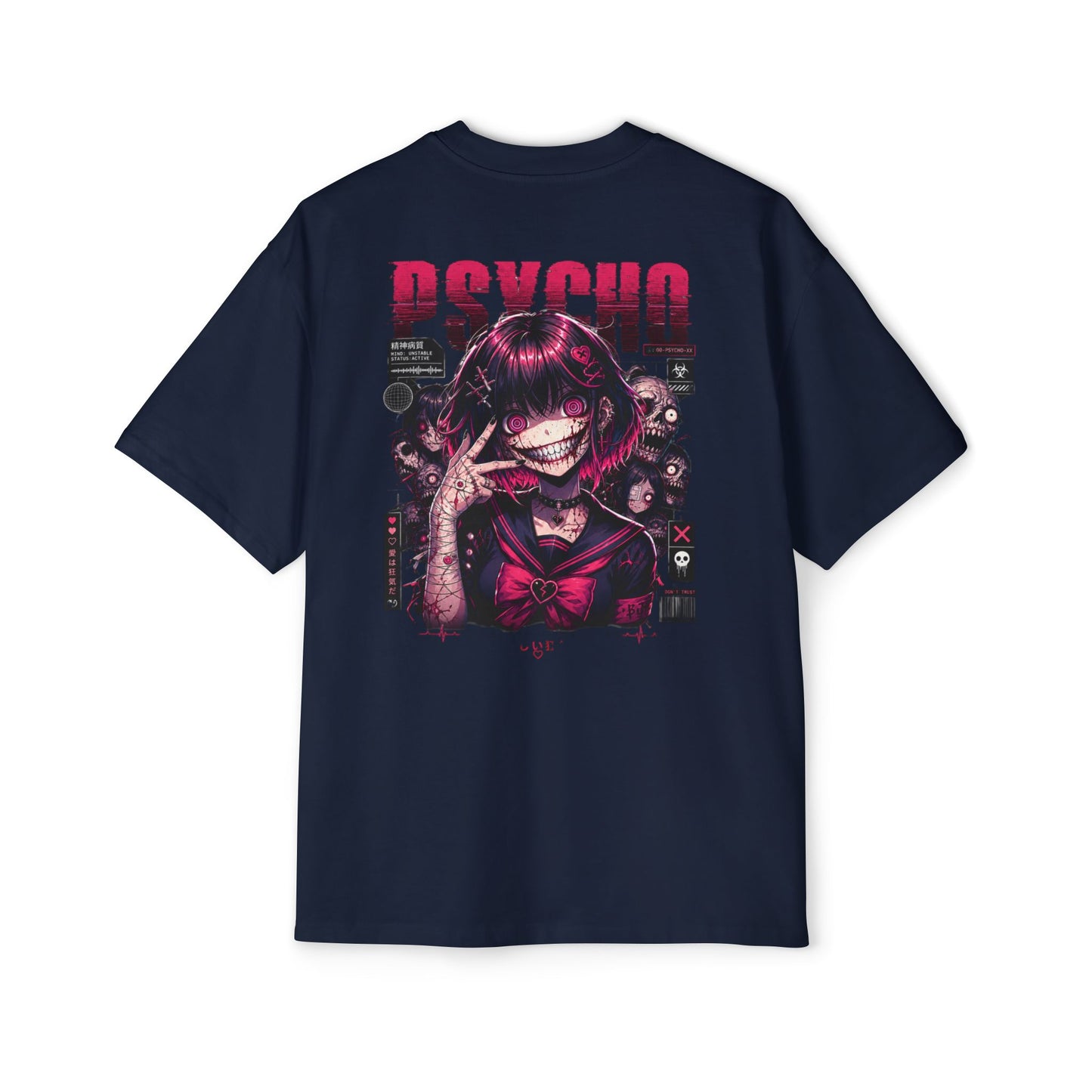 Oversized Cotton Tee – Psycho Anime Girl Graphic