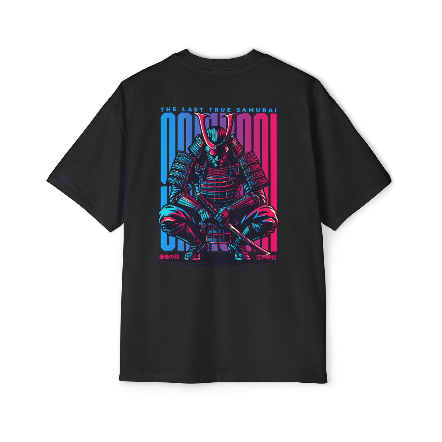 Oversized Samurai Graphic T-Shirt – Retro Neon Art