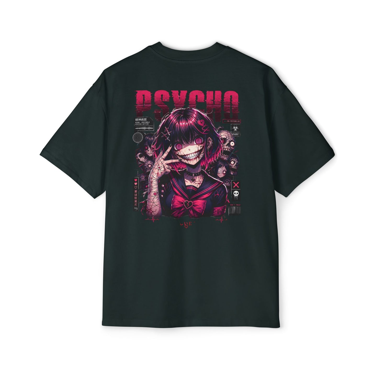Oversized Cotton Tee – Psycho Anime Girl Graphic
