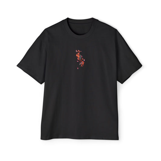 Demon Slayer-Inspired Graphic Tee — Fiery Anime Face Oversized Shirt