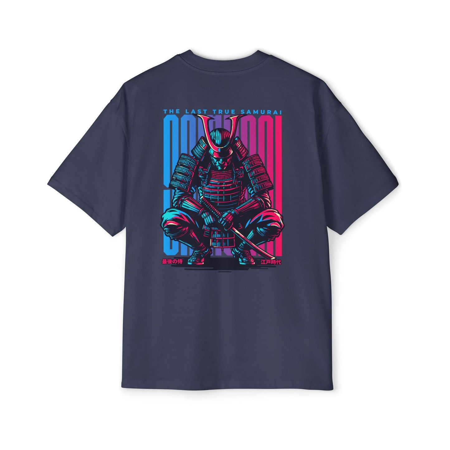 Oversized Samurai Graphic T-Shirt – Retro Neon Art