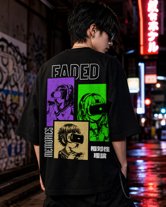 Oversized Cotton Tee – Retro VR Gamer “Faded” Graphic